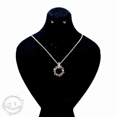 گردنبند زنانه استیل مدل گندم نگین دار