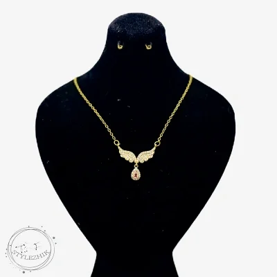 گردنبند بال فرشته نگین دار جواهری