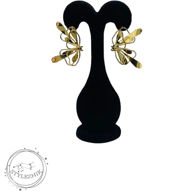 گوشواره زنانه استیل طرح پاپیون طلایی